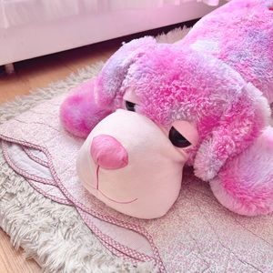 super cute pink and purple fluffy puppy stuffie 🎀